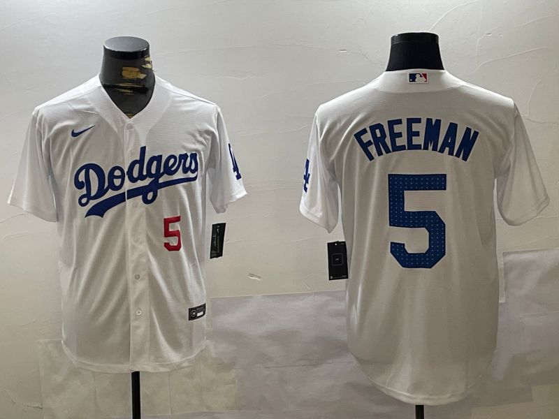 Men Los Angeles Dodgers #5 Freeman White Game 2024 Nike MLB Jersey style 11201